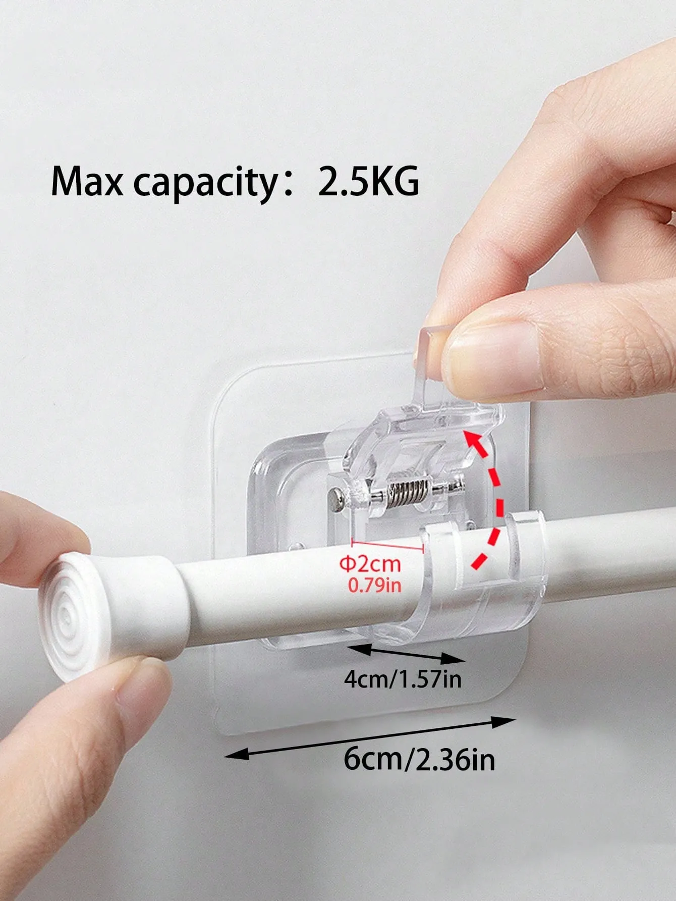 1pc Nail-Free Adjustable Curtain Rod Holder Clamp Hooks Rod Bracket Holders Adhesive Wall Curtain Fixed Clip Hanging Rack Hook