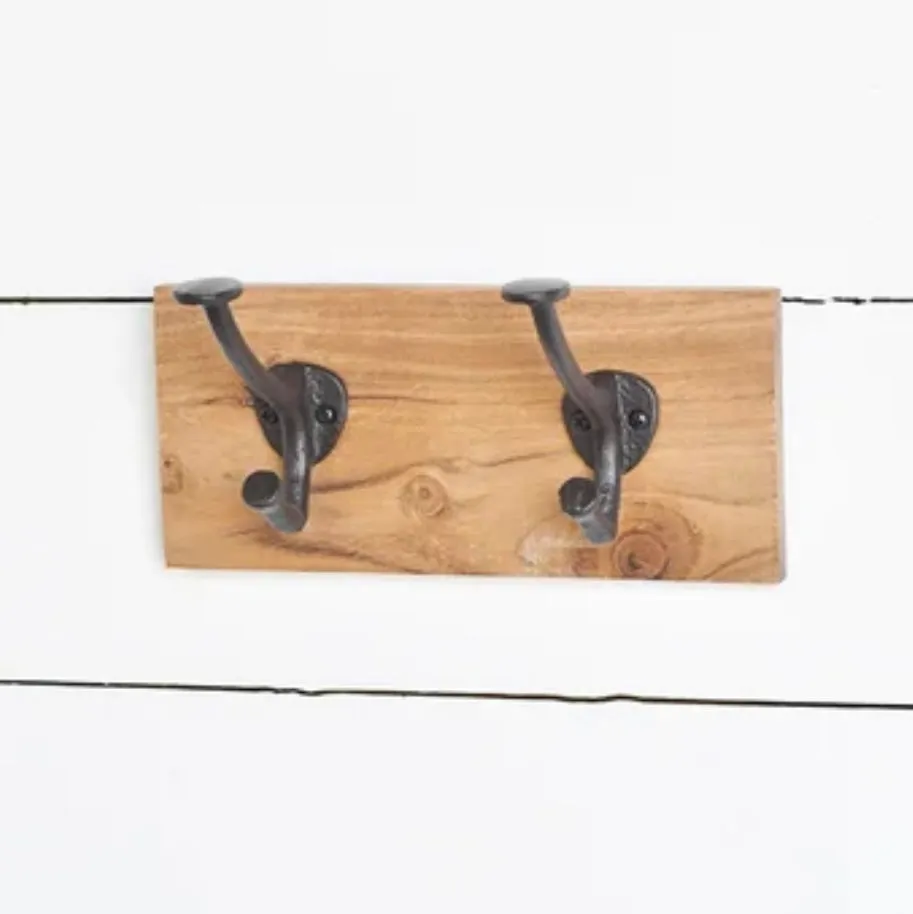 2 Hook Wood Wall Hanger