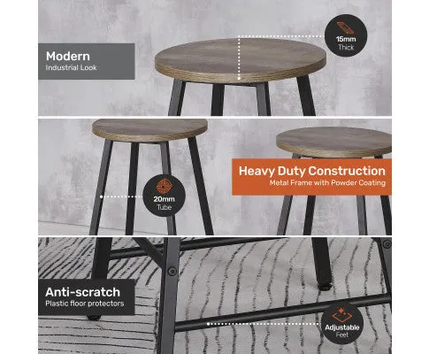 2PCE Bar Stools Round Neo Industrial Designed Stylish Modern 71cm