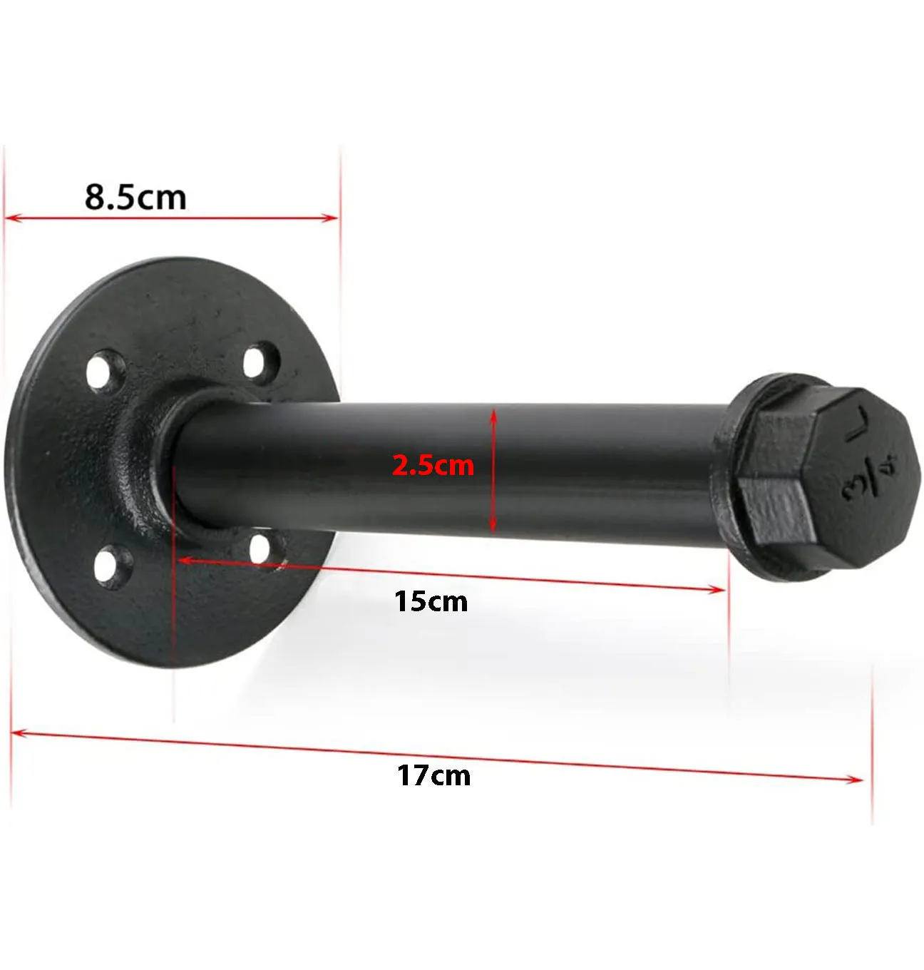 2Pcs Industrial Pipe Clothes Bar-17CM