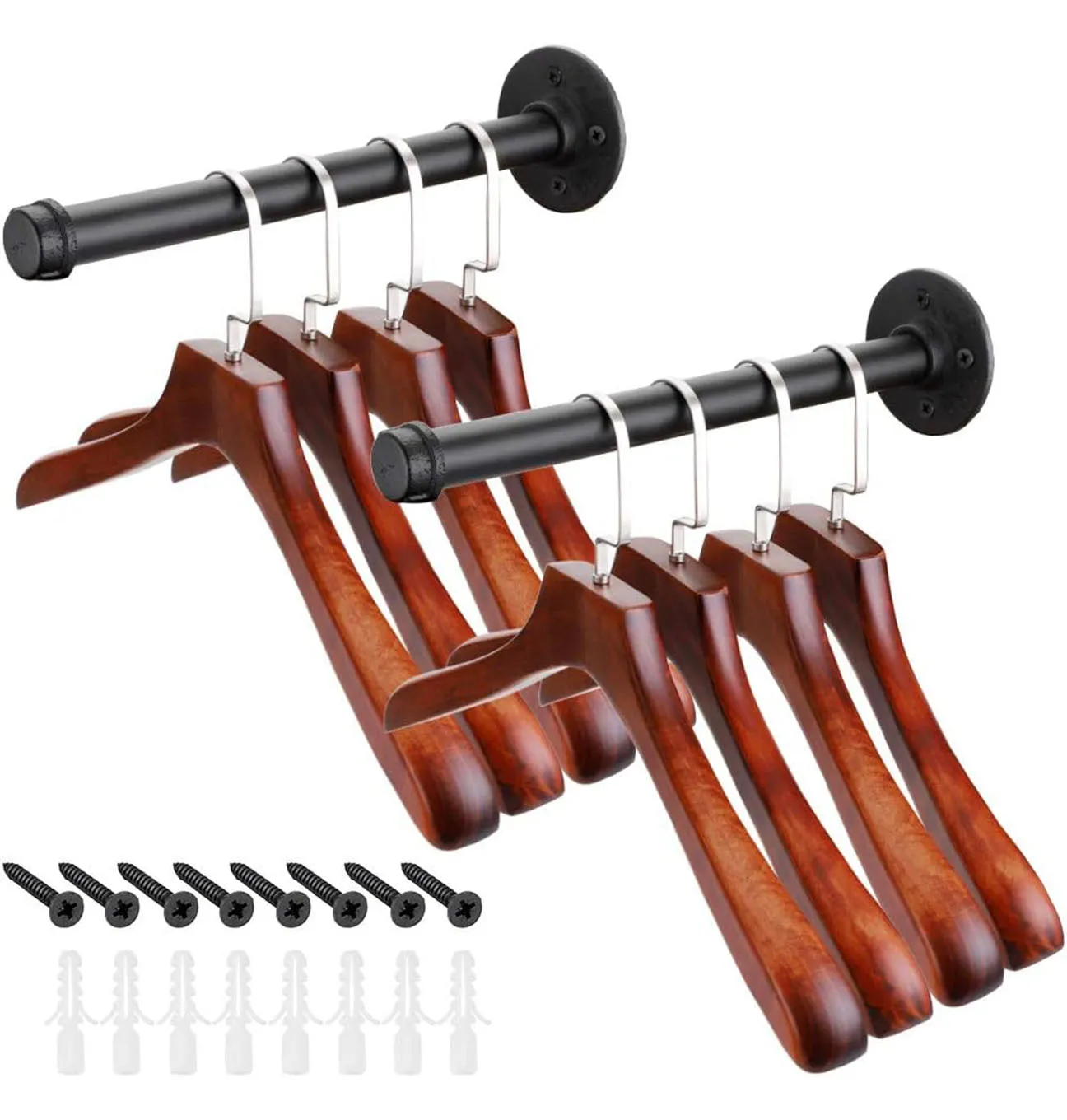 2Pcs Industrial Pipe Clothes Bar-27CM
