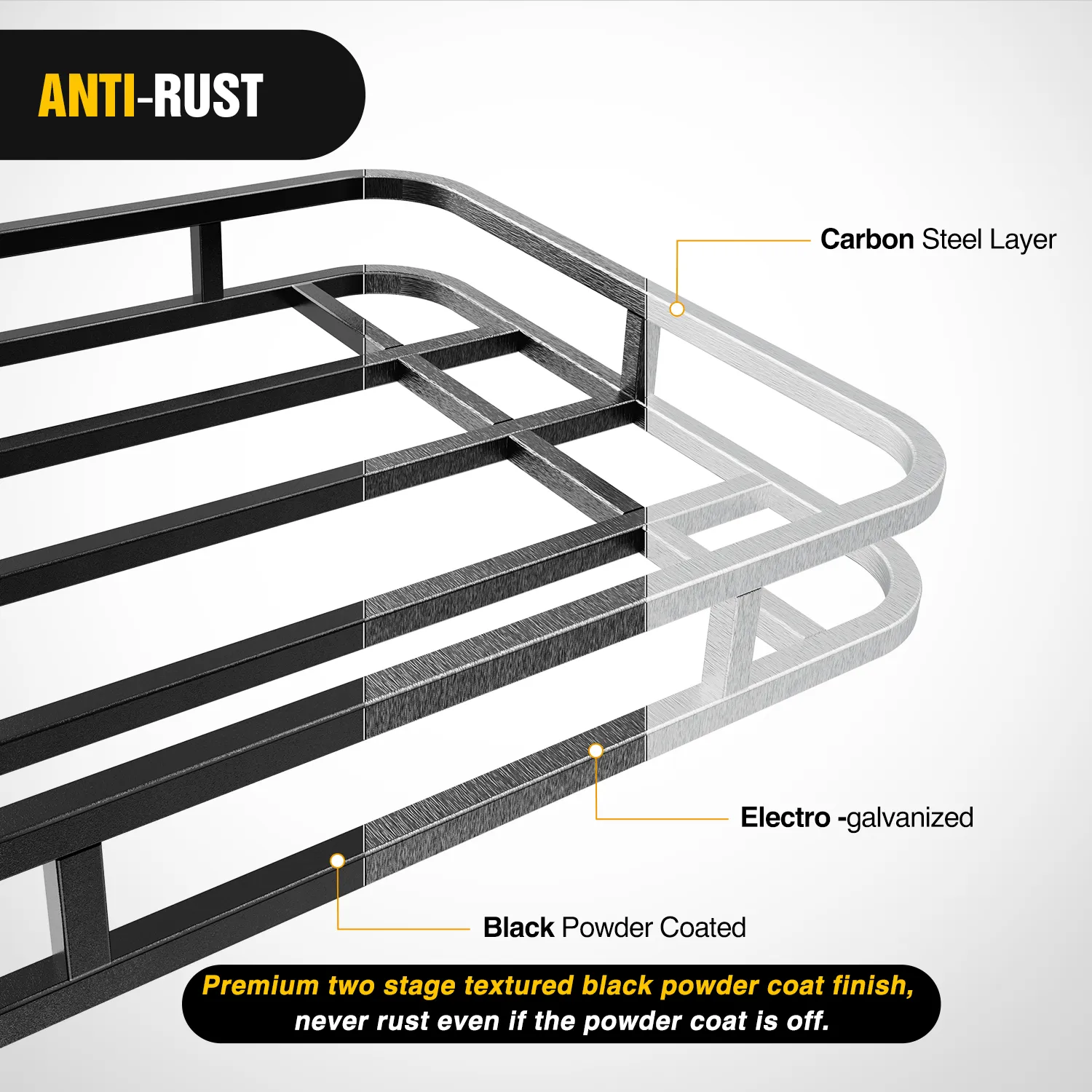 32264 Inch RV Bumper Mounted Cargo Rack Carrier with Net Fits 4-inch or 4-1/2-inch Bumpers