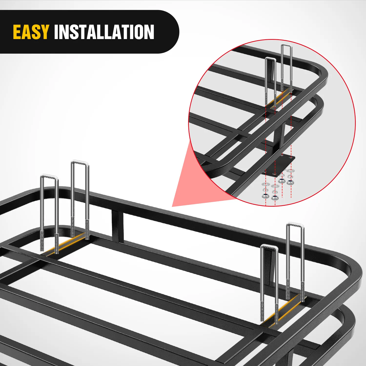 32264 Inch RV Bumper Mounted Cargo Rack Carrier with Net Fits 4-inch or 4-1/2-inch Bumpers