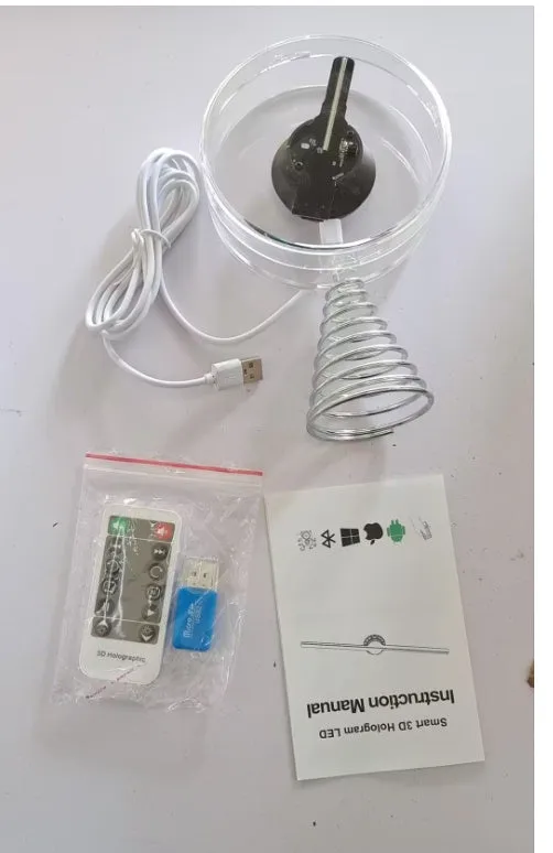 3d Holographic Fan 12cm Christmas Ball Decorative Desktop Decoration Stereo Small Night Lamp WF Music Playback USB
