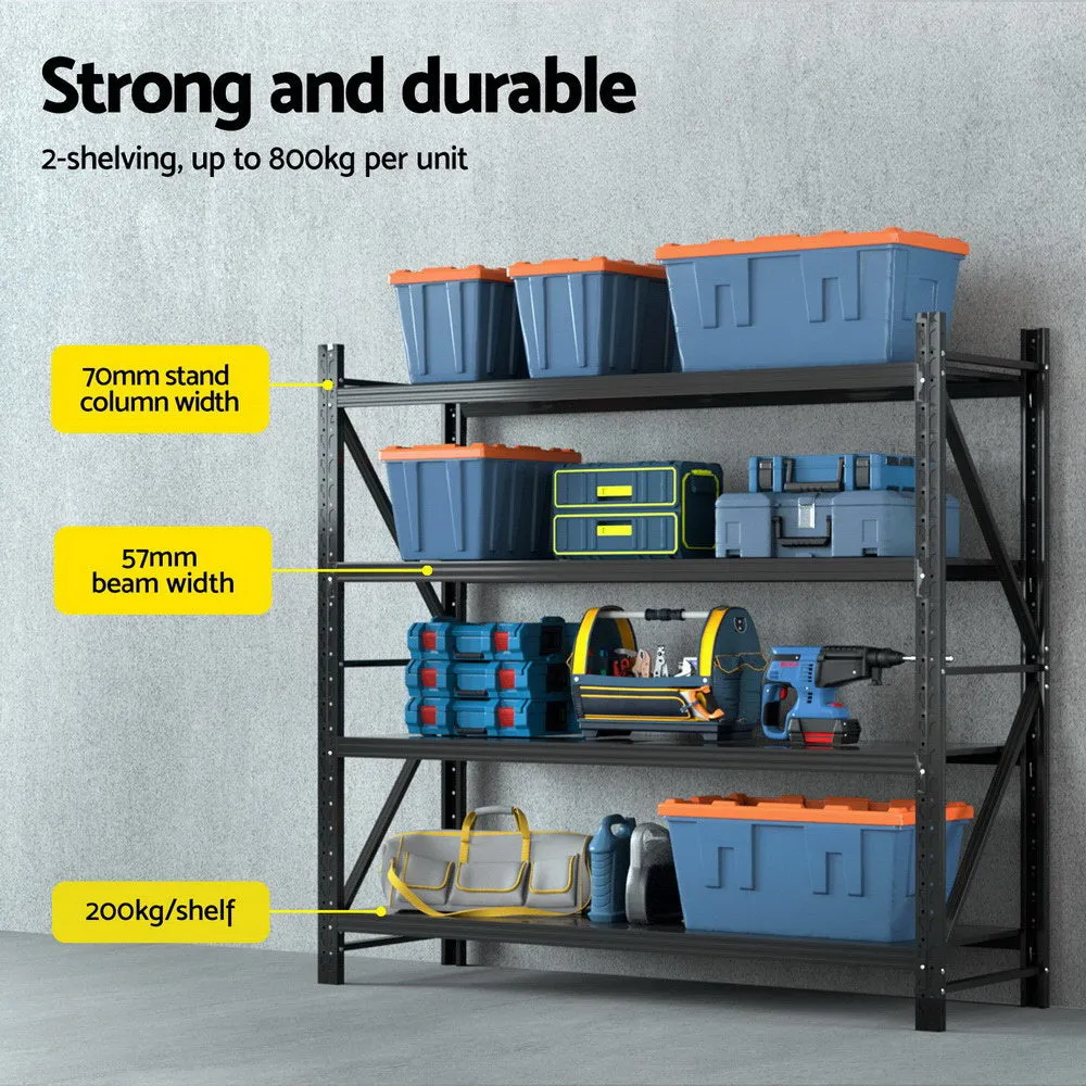 4M x 1.8M Garage Shelving | Warehouse Storage Rack | Black
