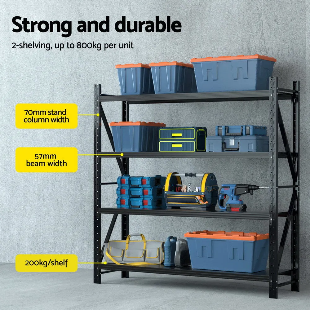 4M x 2M Garage Shelving | Warehouse Storage Rack | Black