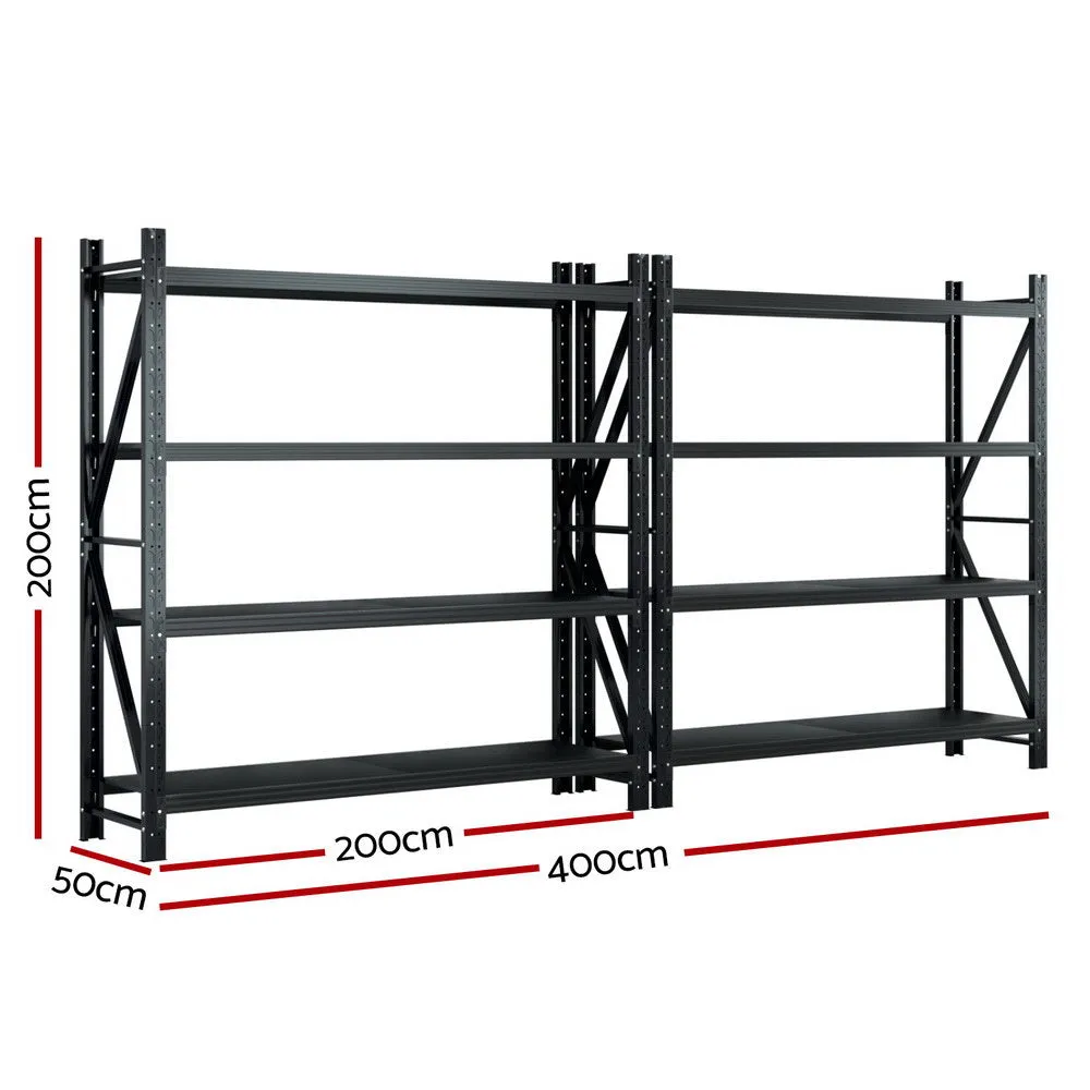 4M x 2M Garage Shelving | Warehouse Storage Rack | Black