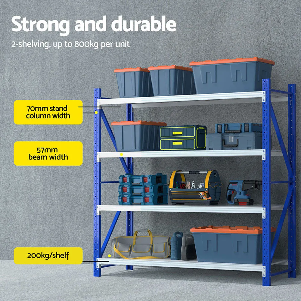 4M x 2M Garage Shelving | Warehouse Storage Rack | Blue