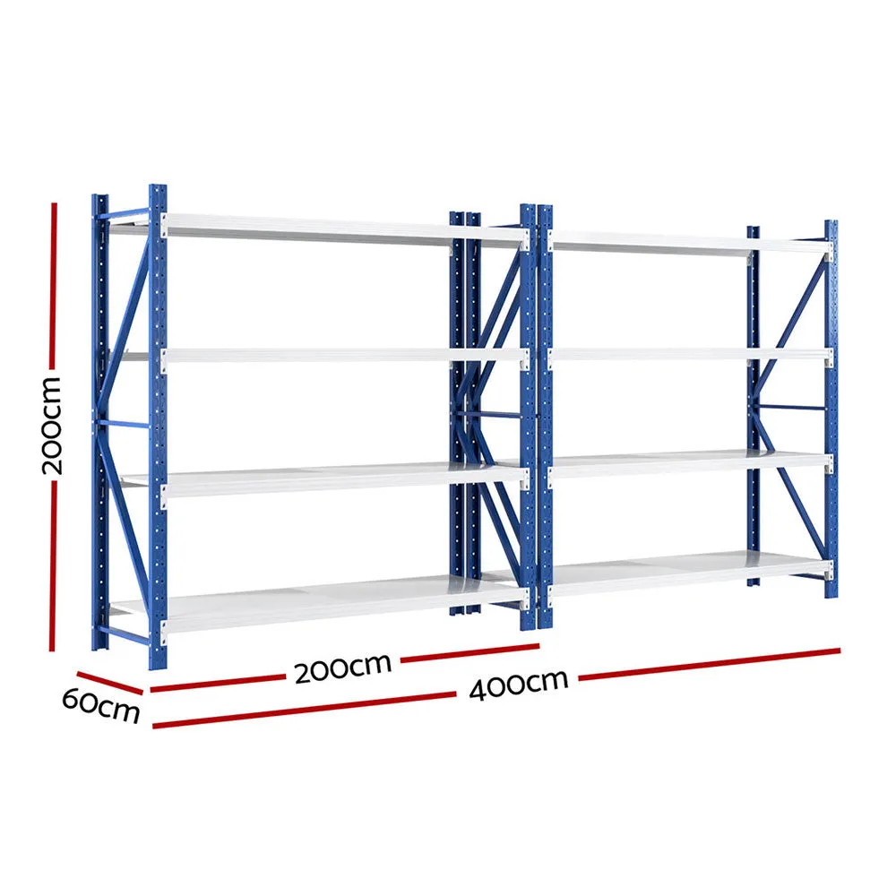 4M x 2M Garage Shelving | Warehouse Storage Rack | Blue