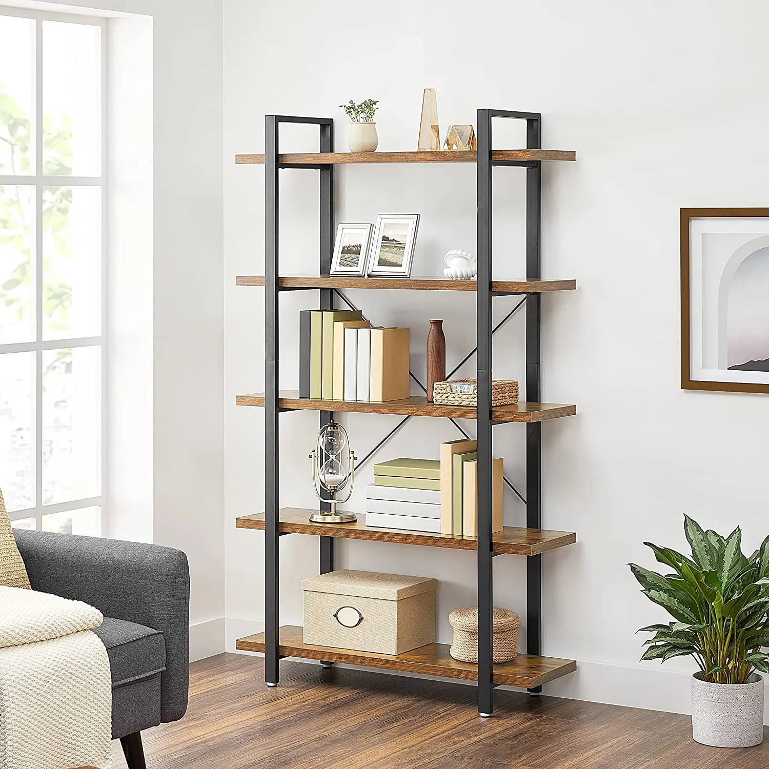 5-Tier Industrial Bookshelf