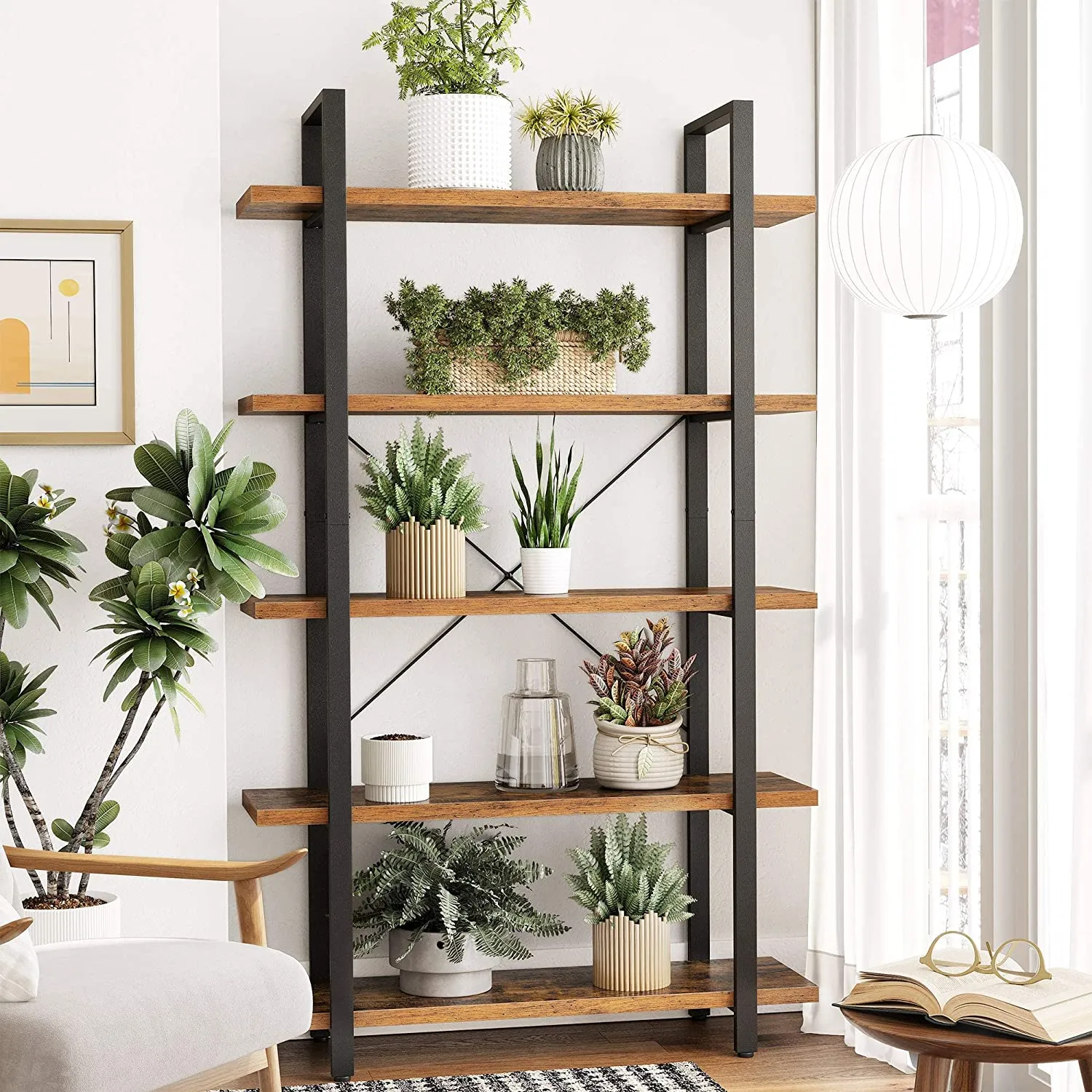 5-Tier Industrial Bookshelf