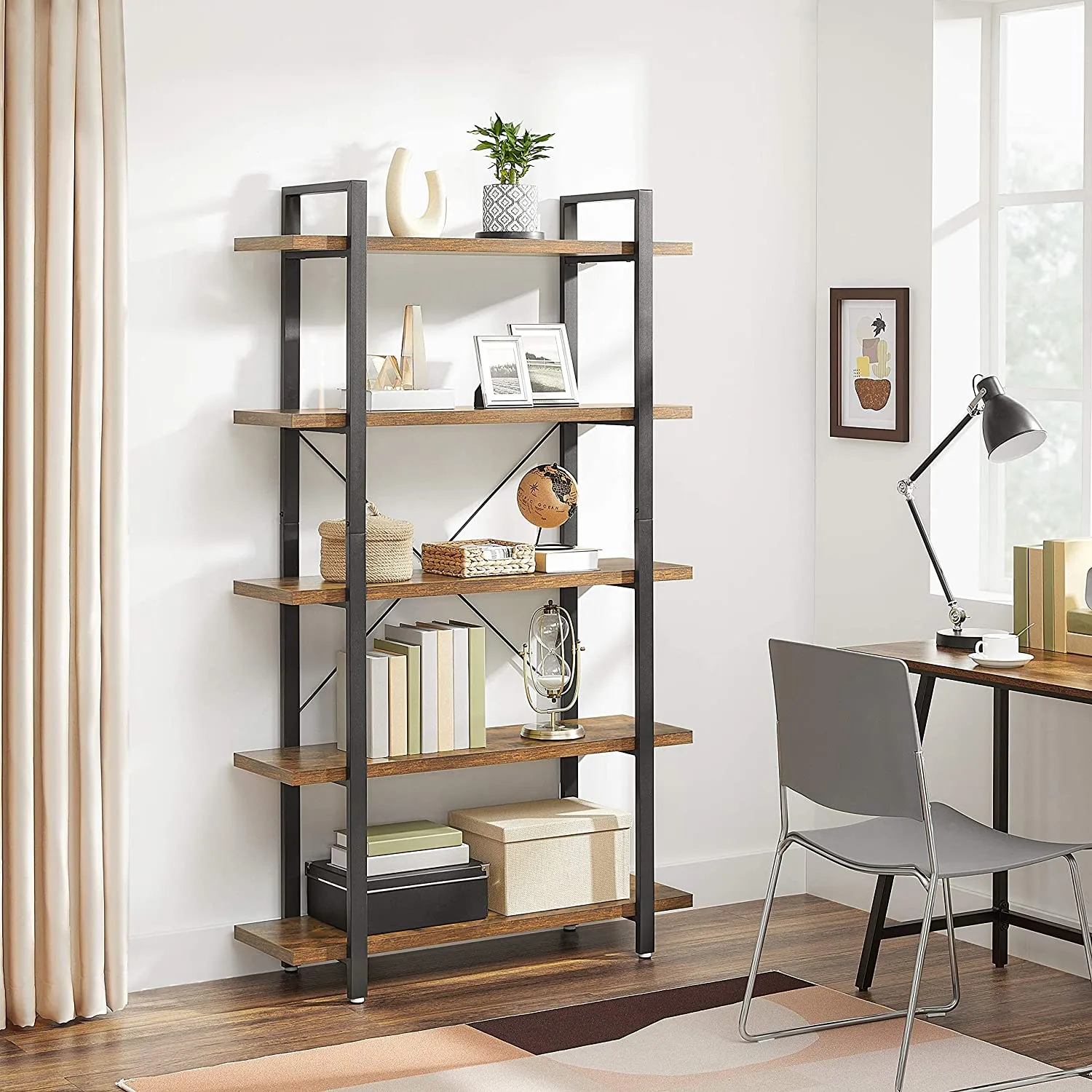 5-Tier Industrial Bookshelf