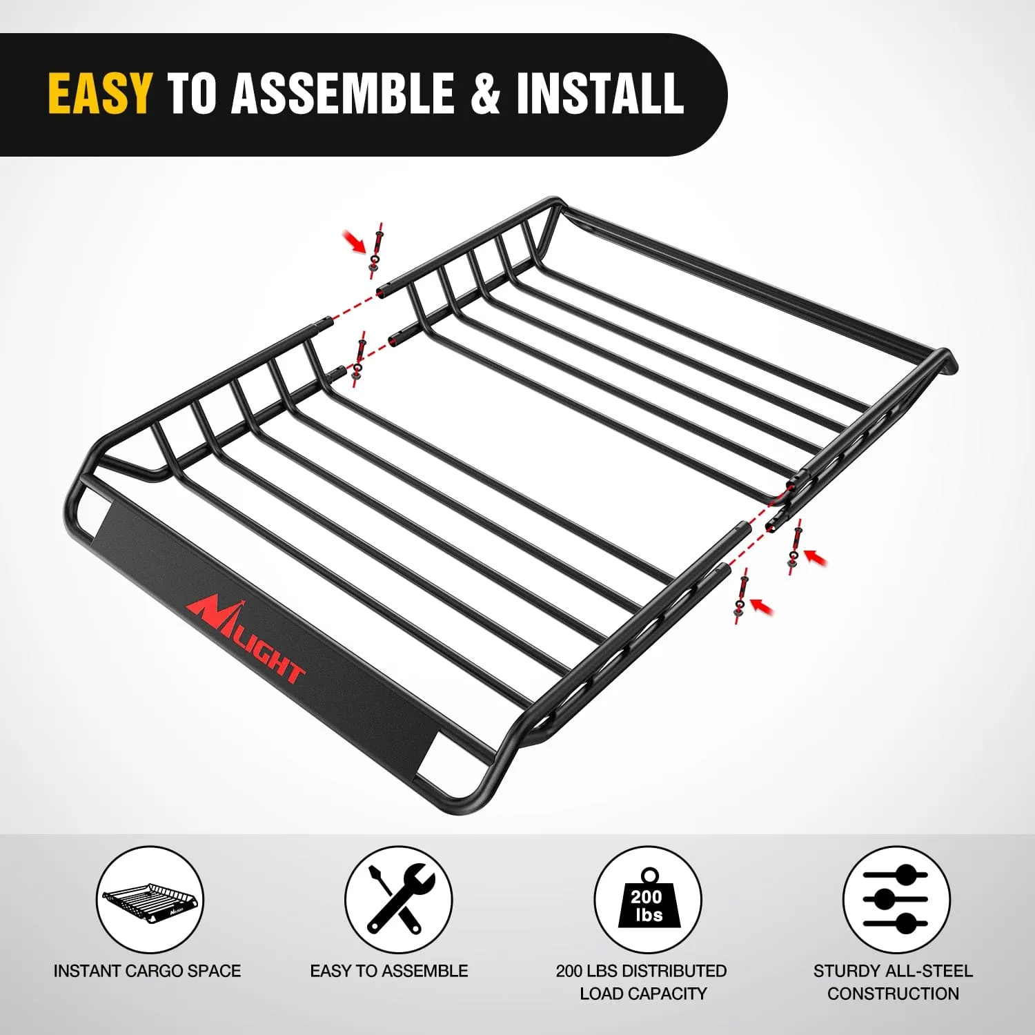 51 x 36 x 5in Universal Roof Rack Cargo Basket