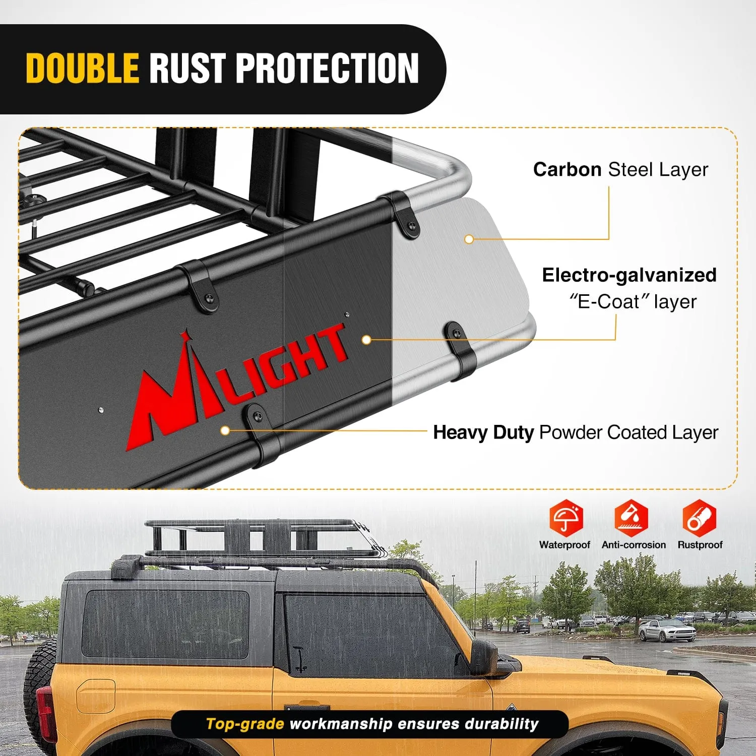 64 x 39 x 6 Inch Universal Roof Rack Cargo Basket Kit