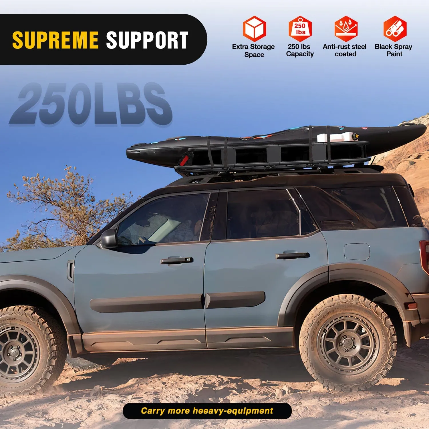 64 x 39 x 6 Inch Universal Roof Rack Cargo Basket Kit