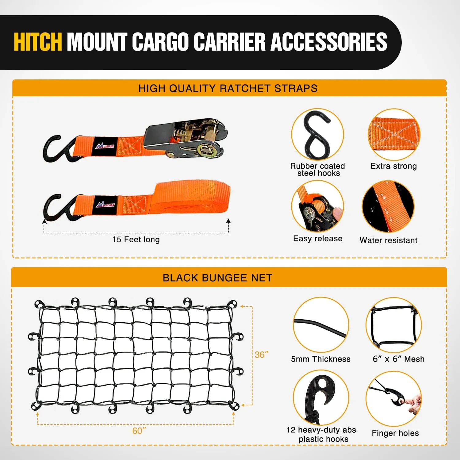 64 x 39 x 6 Inch Universal Roof Rack Cargo Basket Kit