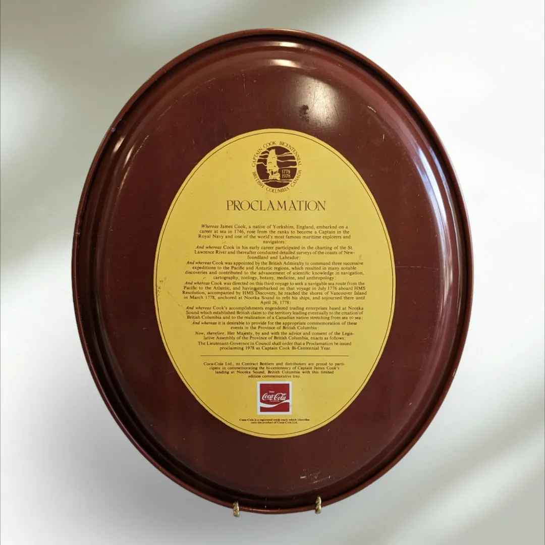 Captain James Cook bicentennial 1778-1978 Coca-Cola tray