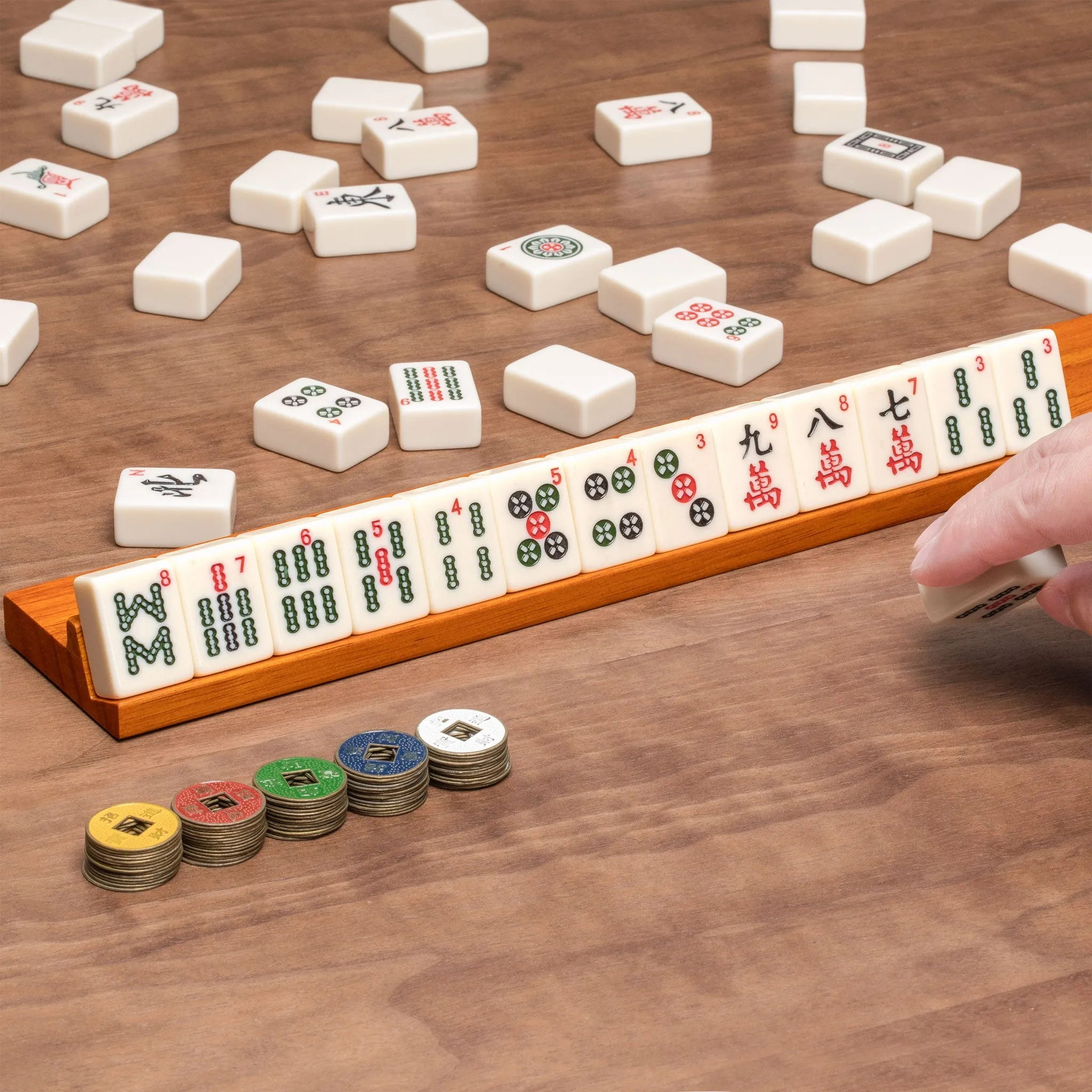 Classic Wooden Mahjong Game Racks, 18" - Set of 4