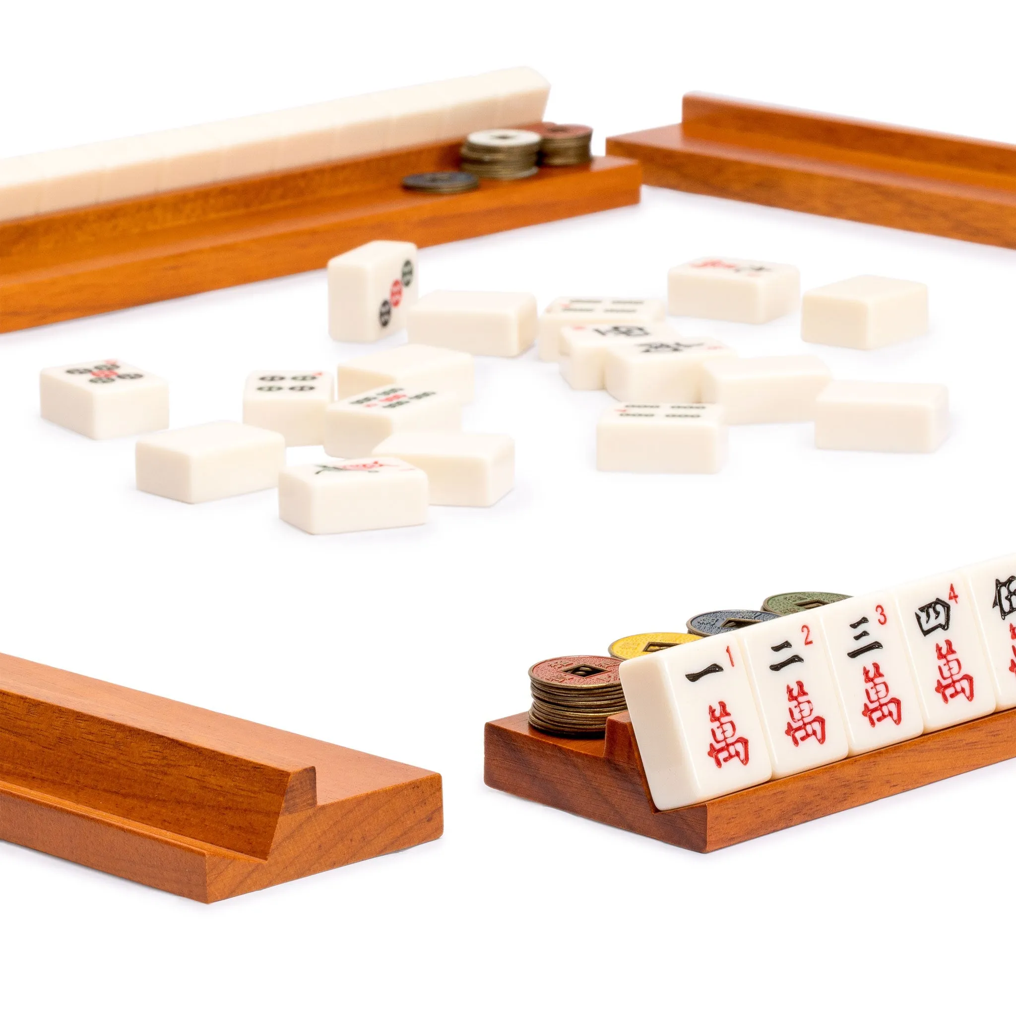 Classic Wooden Mahjong Game Racks, 18" - Set of 4