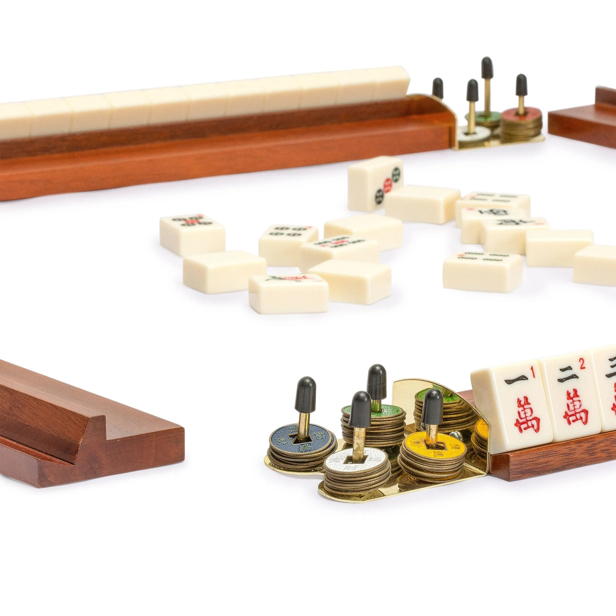 Classic Wooden Mahjong Racks, 18" - Mahogany Color - Set of 4