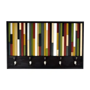 Coat Hooks - Reclaimed Wood Art - Abstract Painting on Wood - Coat Rack - 18x30