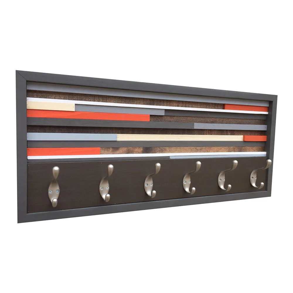 Coat Rack with Hooks - Key/Umbrella Hanger - Wood Wall Art 12x27