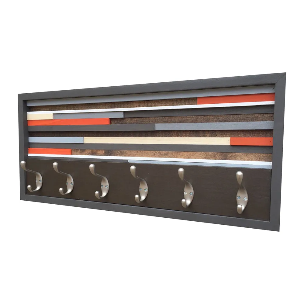 Coat Rack with Hooks - Key/Umbrella Hanger - Wood Wall Art 12x27