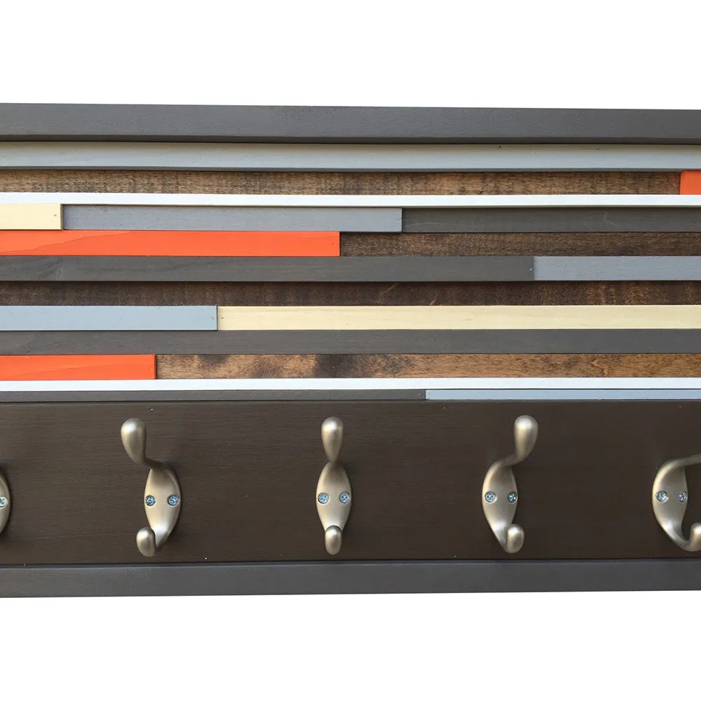 Coat Rack with Hooks - Key/Umbrella Hanger - Wood Wall Art 12x27
