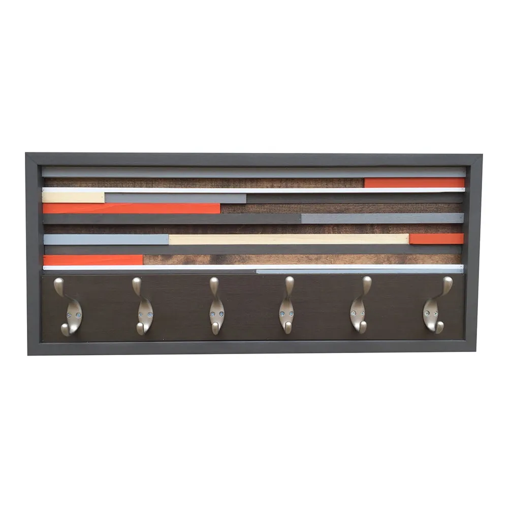 Coat Rack with Hooks - Key/Umbrella Hanger - Wood Wall Art 12x27