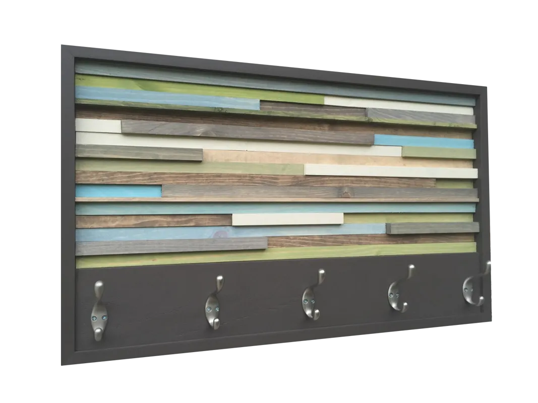 Coat Rack with Hooks - Wood Wall Art - Reclaimed Wood Art Sculpture