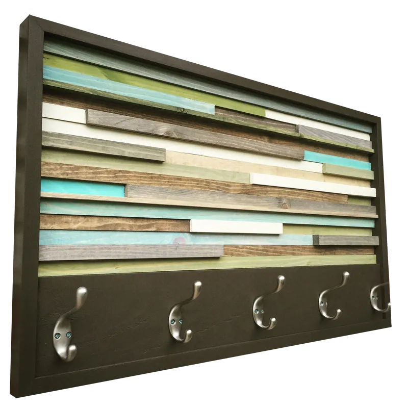 Coat Rack with Hooks - Wood Wall Art - Reclaimed Wood Art Sculpture