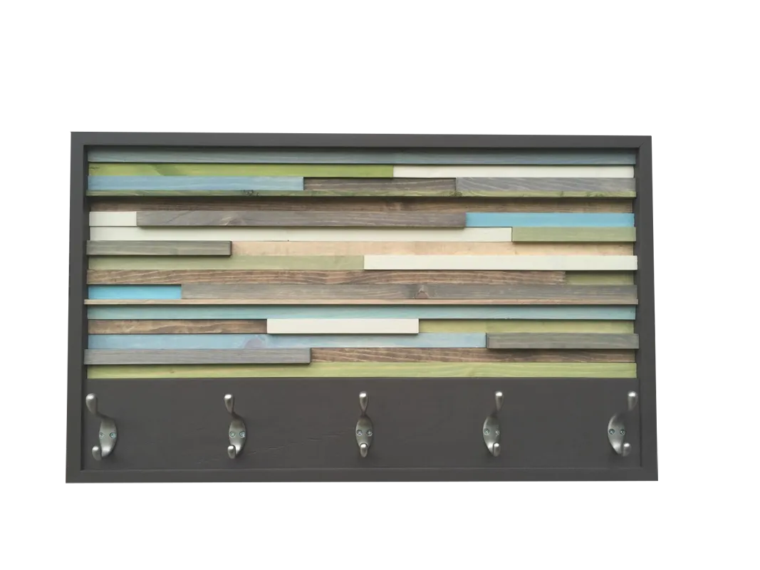 Coat Rack with Hooks - Wood Wall Art - Reclaimed Wood Art Sculpture