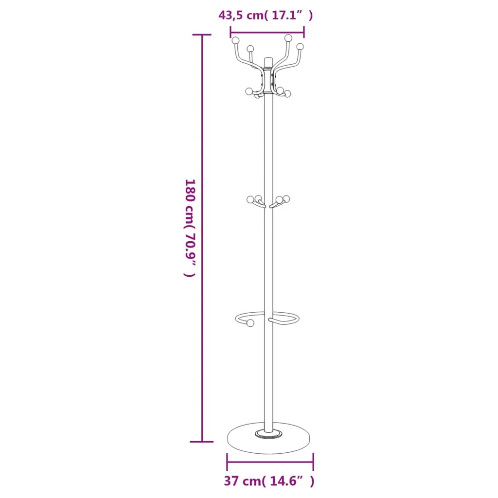 Coat Stand with Umbrella Holder White 180 cm Powder-coated Iron