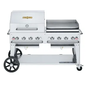 Crown Verity Natural Gas 60" Mobile Outdoor Grill with RGP Roll Dome & Griddle CV-MCB-60RGP-NG