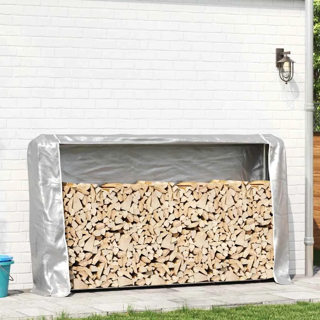 Firewood Rack with Rain Cover 250x25x150 cm Galvanised steel