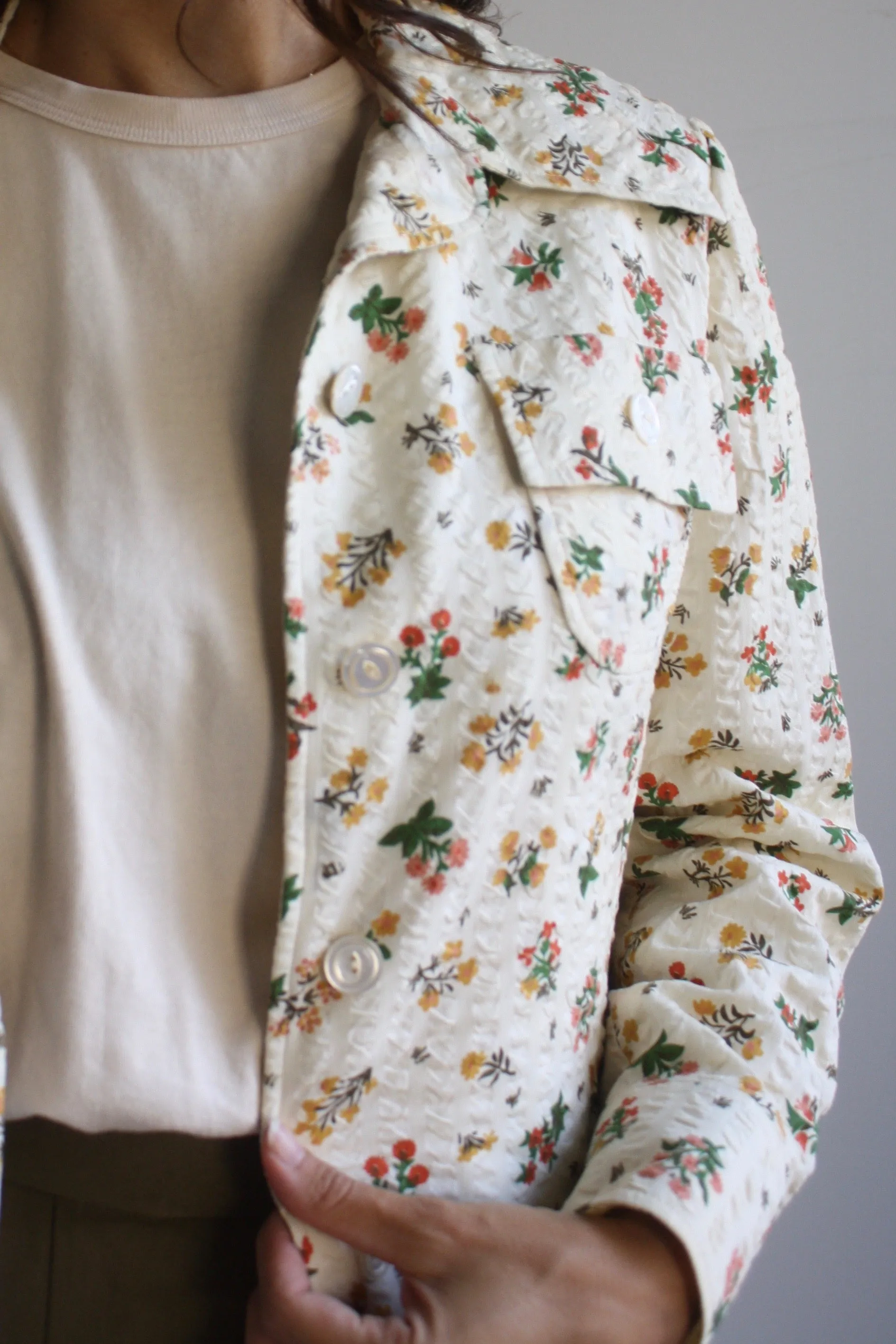 Floral Seersucker Blazer