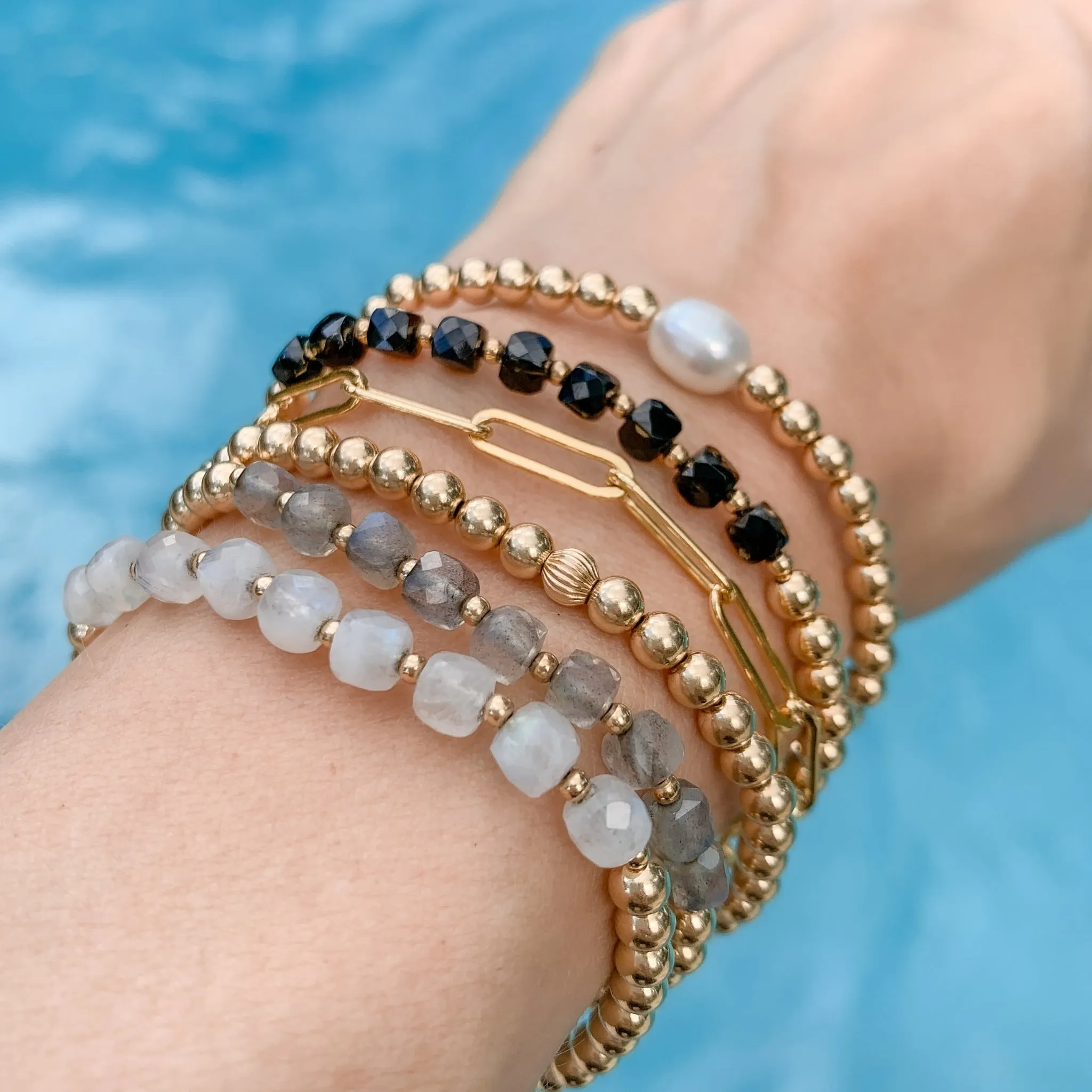 Gold Beaded Bracelet | Labradorite