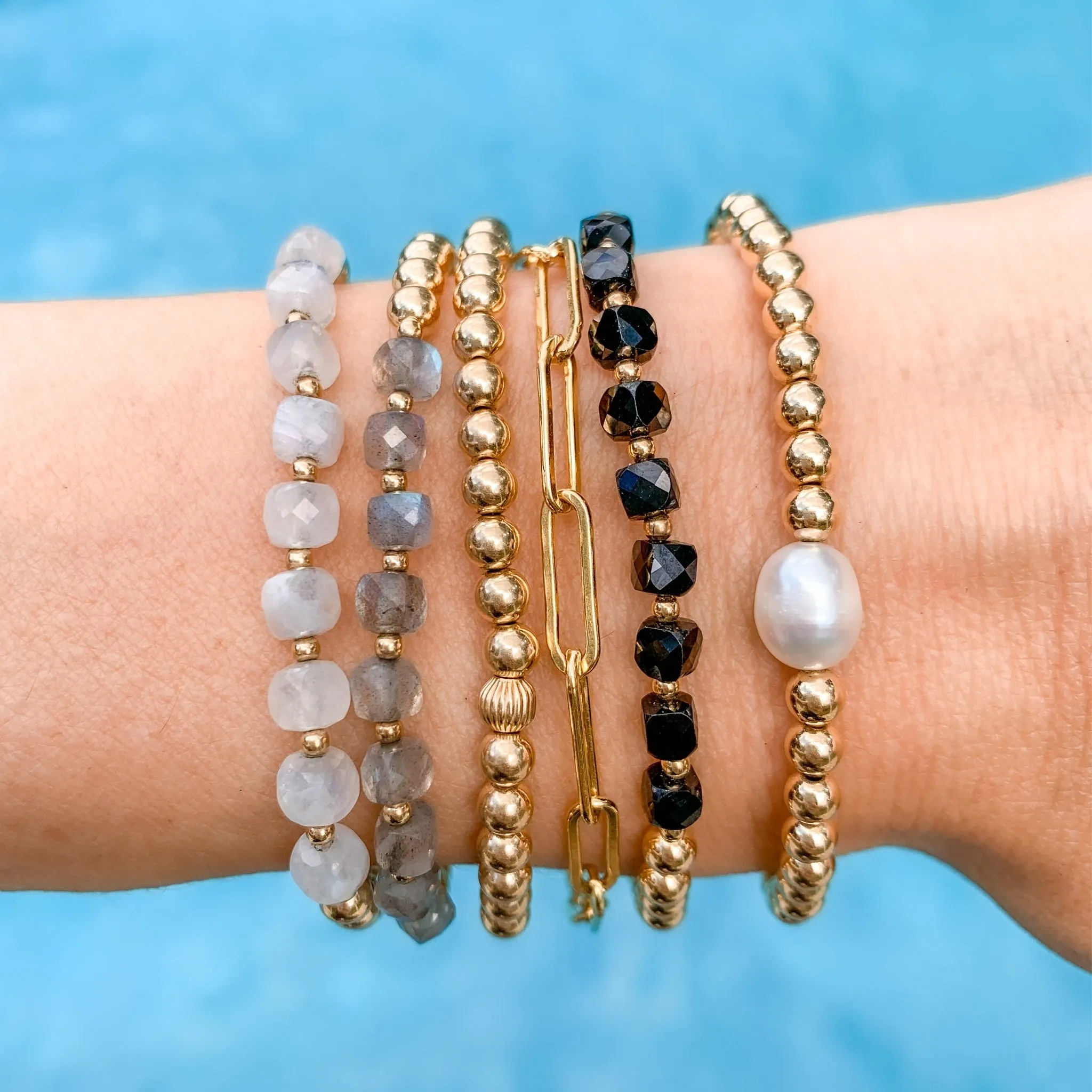 Gold Beaded Bracelet | Labradorite