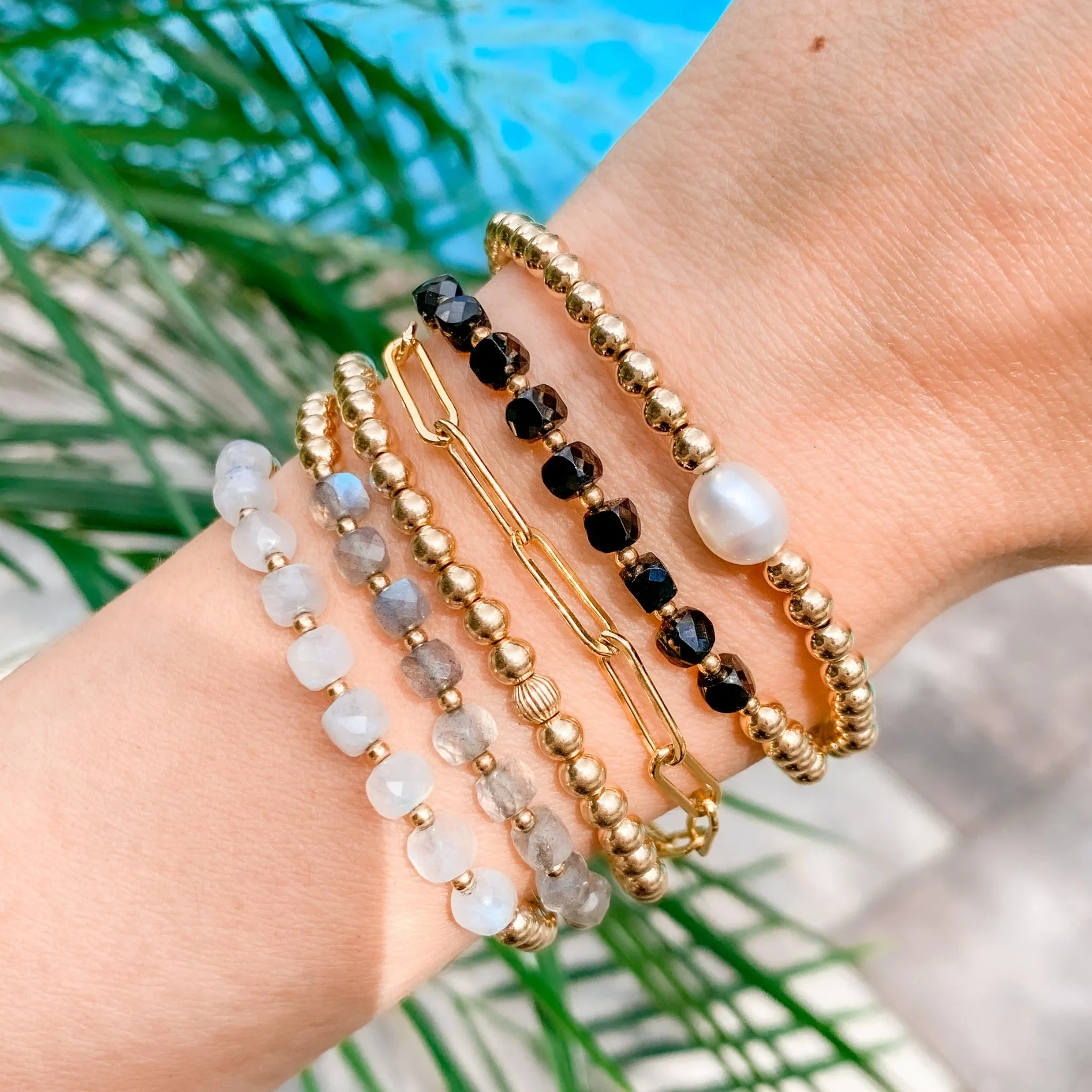 Gold Beaded Bracelet | Labradorite