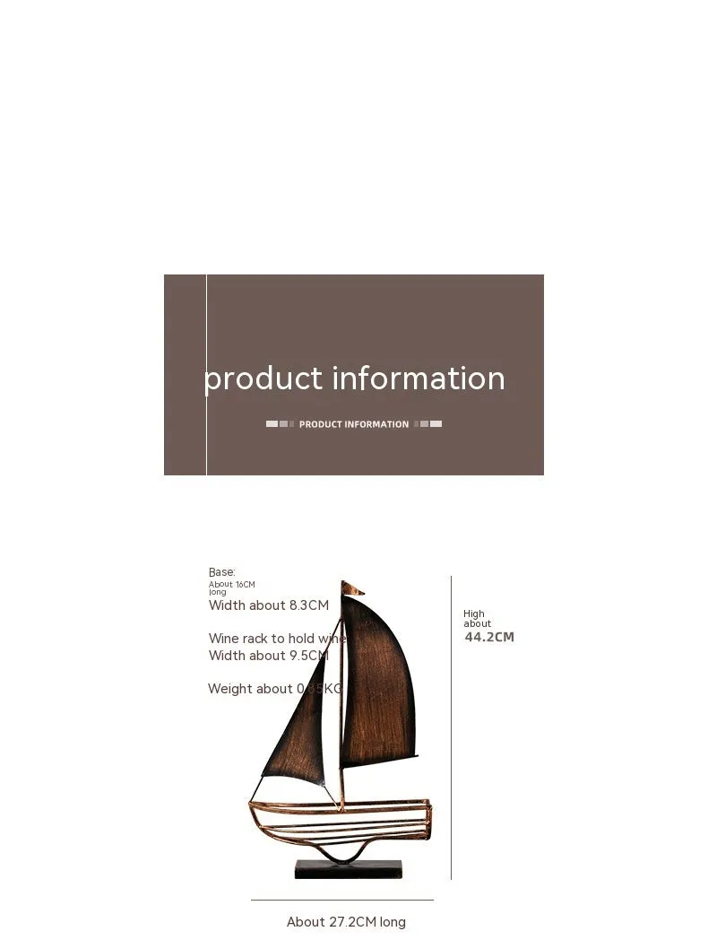 Iron Boat Wine Rack Decoration