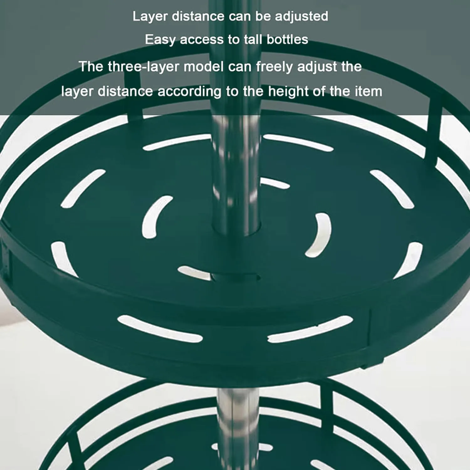 Kuber Industries 3-Layer Rotating Spice Rack|Circular Shelf For Cabinet Countertop|360-Degree Rotable Kitchen Trolley|Fruit Basket Pack of 2 (Dark Green)