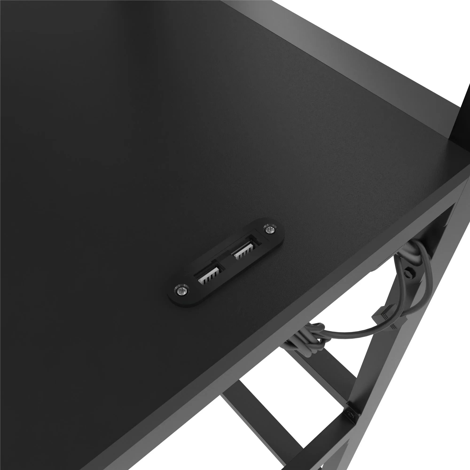Lanis Metal Storage Loft Bed with Desk, Shelves, Cabinet and USB Port