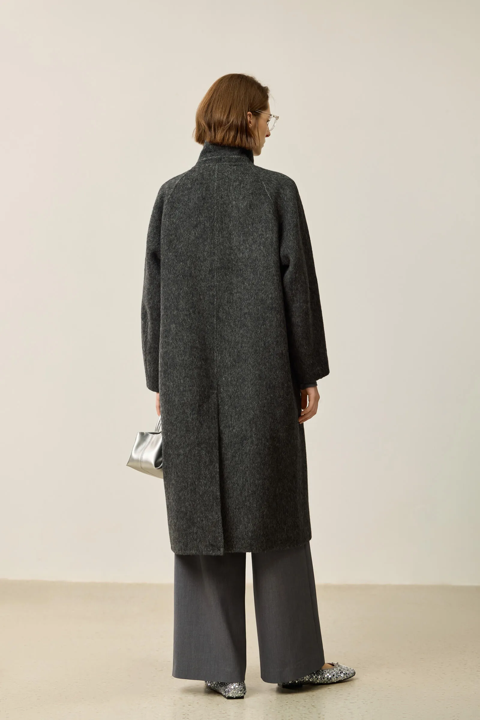 LILY Stylish Bow-Tie Double-Faced Wool Coat