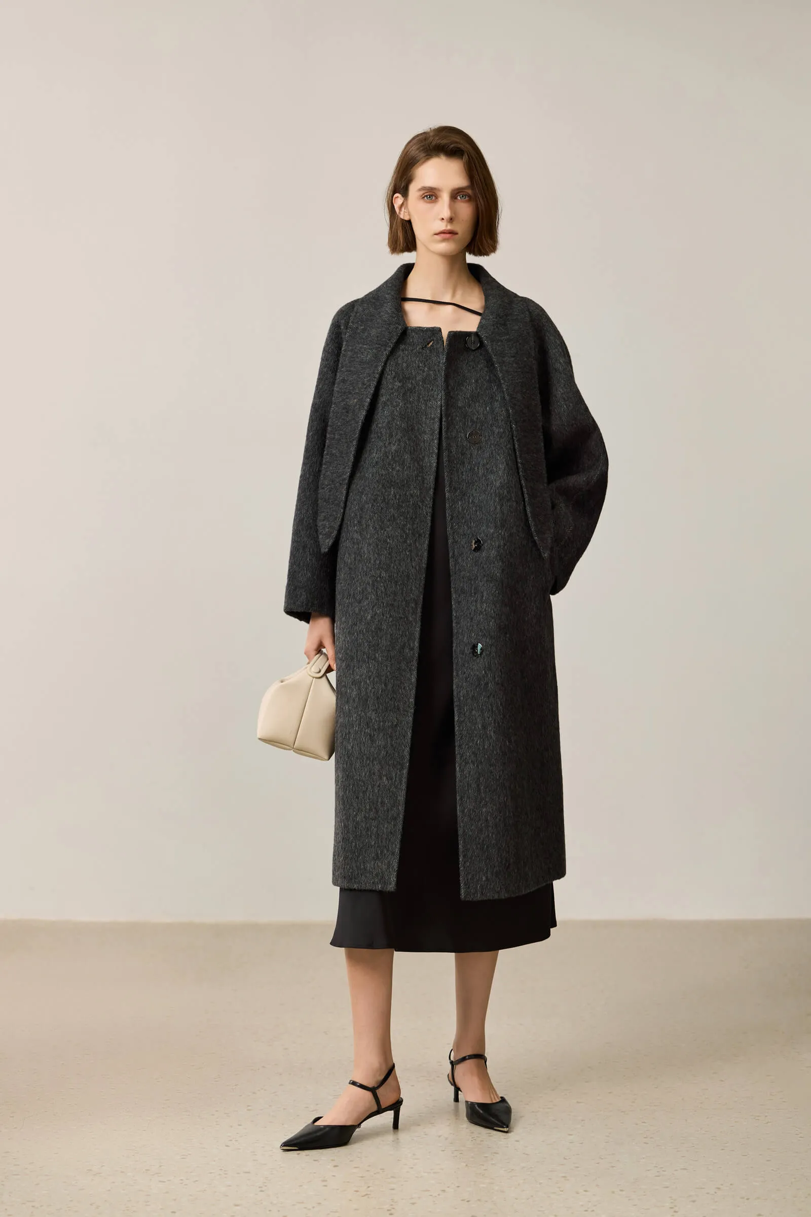 LILY Stylish Bow-Tie Double-Faced Wool Coat