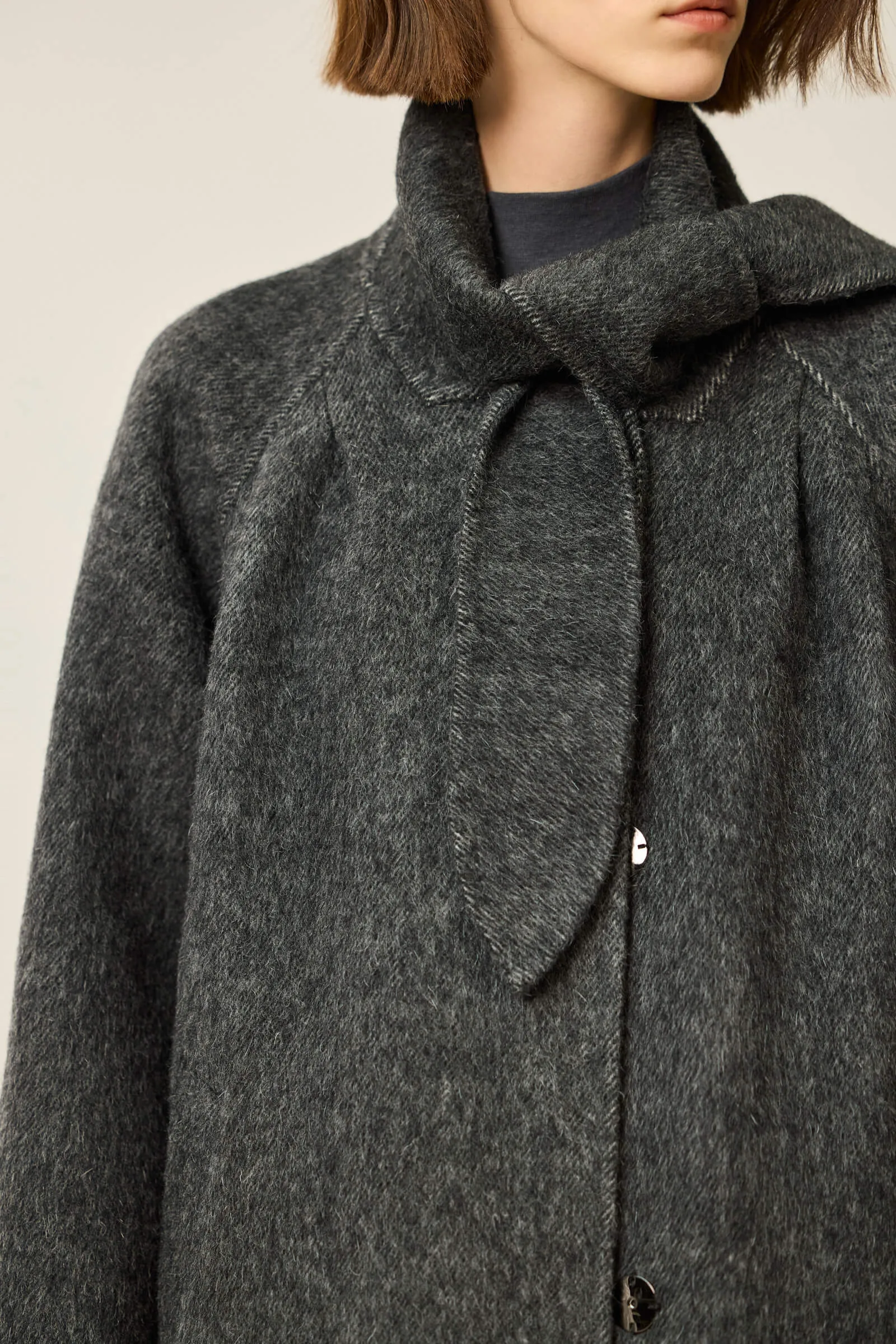 LILY Stylish Bow-Tie Double-Faced Wool Coat