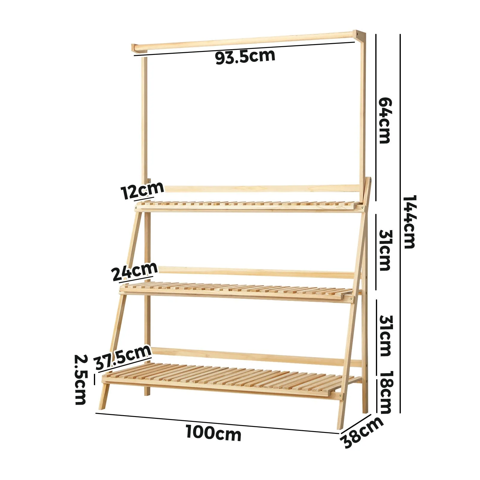 Livsip Plant Stand Outdoor Indoor Wooden Flower Pots Rack Corner Planter Shelf