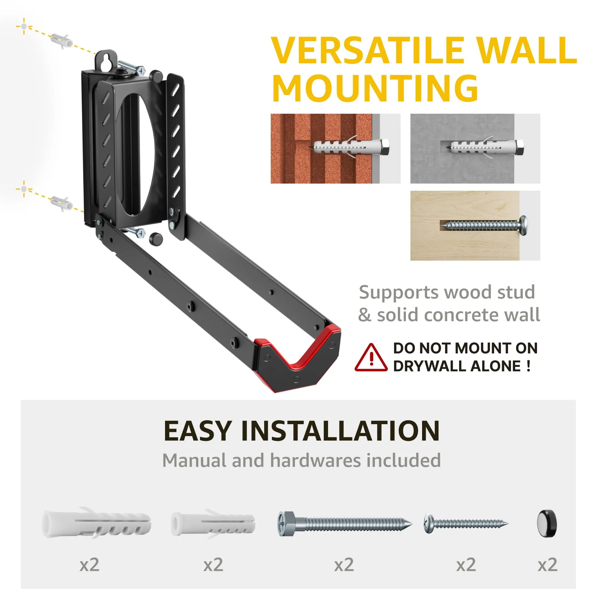 MONTEK Swivel Bike Wall Mount-  Up to 77 lbs capacity
