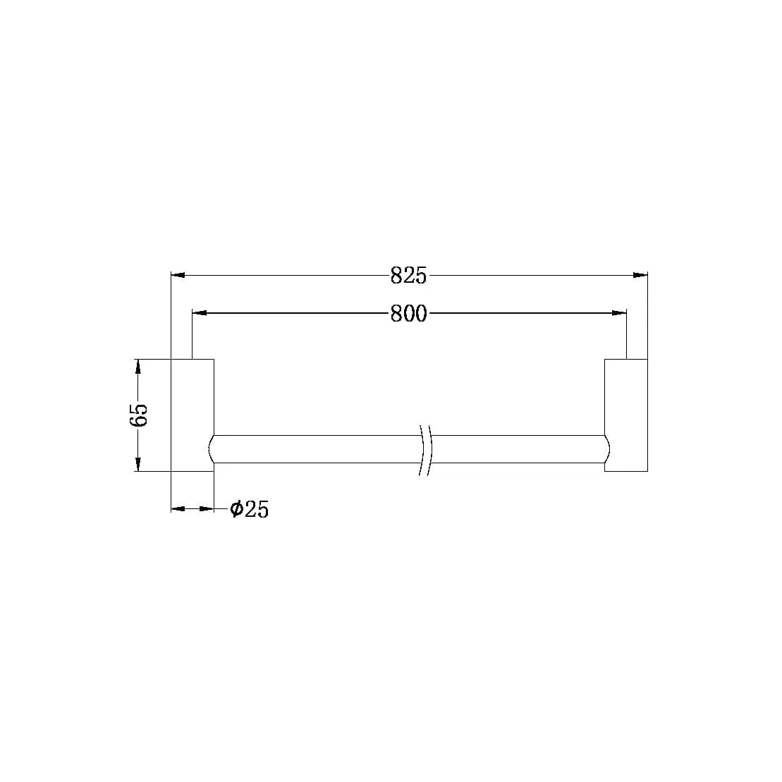 New MECCA Single Towel Rail 800MM Chrome 2330-CH