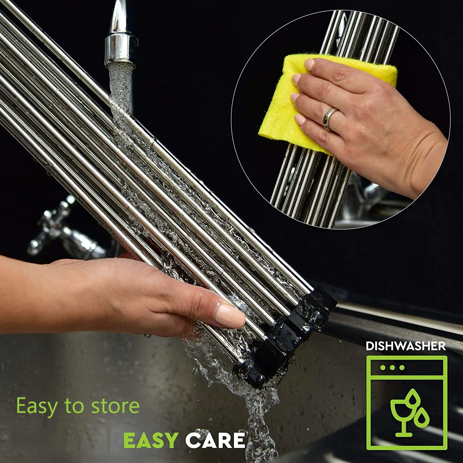 Over the Sink Multipurpose Roll-Up Dish Drying Rack