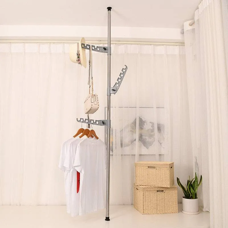 Overhead Coat Rack Floor-To-Ceiling Bedroom Simple Clothes Hanger Telescopic Clothes Rack